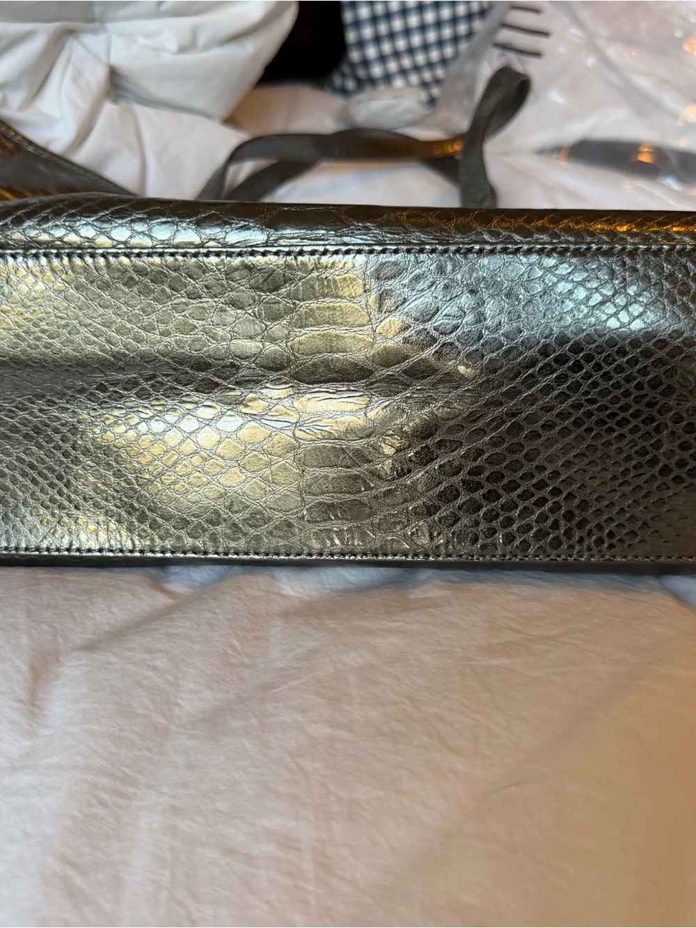 NWOT Michael Kors Metallic gray Snake-Embossed Tote
